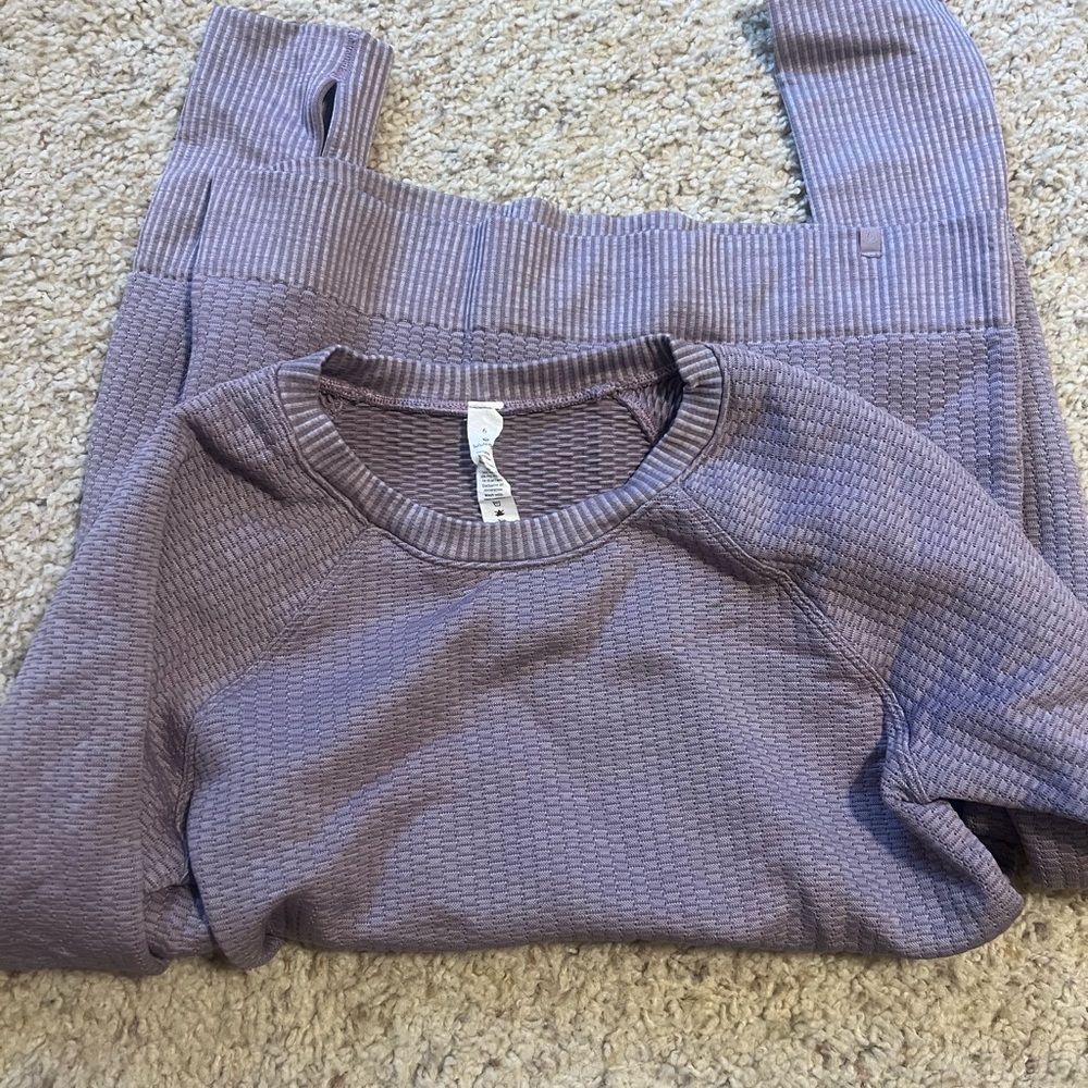 Purple Textured Sweater and Pants Set